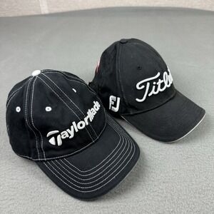Titleist Pro V1 FootJoy FJ Golf Hat & Taylormade Hat Lot of 2 Hats Black White